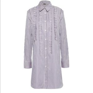 Adam lippes poplin striped ruffled tunic, sz 6, nwt